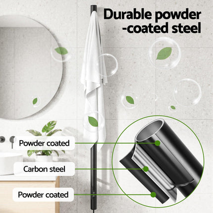 Devanti Heated Towel Rail with Timer Vertical Electric Heater Warmer Rack Black.