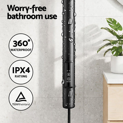 Devanti Heated Towel Rail with Timer Vertical Electric Heater Warmer Rack Black.