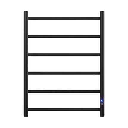 Devanti Heated Towel Rail 6 Round Bars  with Timer Electric Heater Warmer Rack.