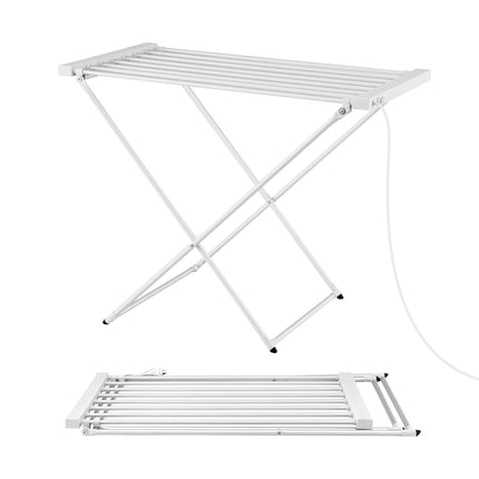 Devanti Heated Towel Rail Electric Clothes Airer Foldable Drying Rack 8 Bars.