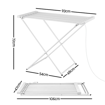 Devanti Heated Towel Rail Electric Clothes Airer Foldable Drying Rack 8 Bars.