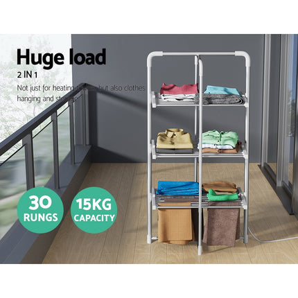 Devanti Electric Heated Towel Rail Rack 30 Bars Foldable Clothes Dry Warmer.