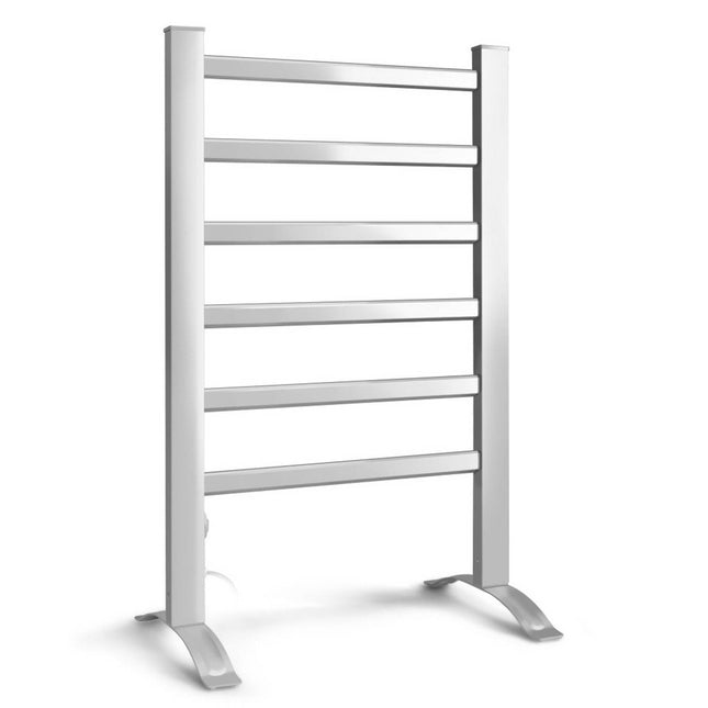 Devanti Electric Heated Towel Rail Rack 6 Bars Freestanding Clothes Dry Warmer.