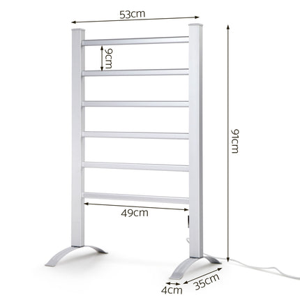 Devanti Electric Heated Towel Rail Rack 6 Bars with Timer Clothes Dry Warmer.