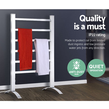 Devanti Electric Heated Towel Rail Rack 6 Bars with Timer Clothes Dry Warmer.