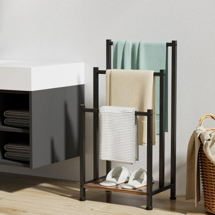 3 Tier Towel Rack Rail Freestanding Holder Bathroom Organizer Laundry Drying Bar.