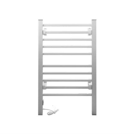Devanti Electric Heated Towel Rail Rack 10 Bars Freestanding Clothes Dry Warmer.