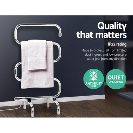 Devanti Electric Heated Towel Rail Rack 5 Bars Freestanding Clothes Dry Warmer.
