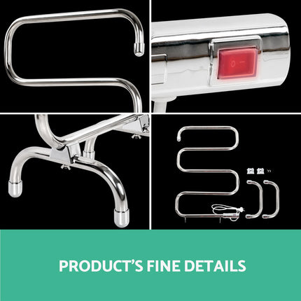 Devanti Electric Heated Towel Rail Rack 5 Bars Freestanding Clothes Dry Warmer.