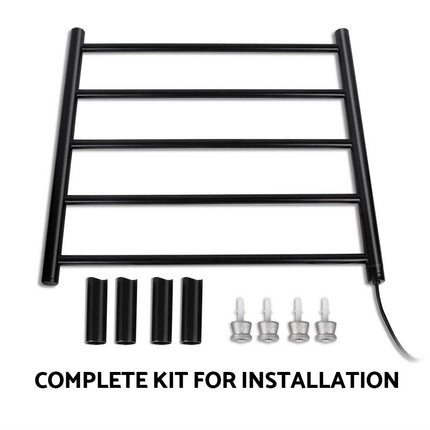 Devanti Electric Heated Towel Rail Rack 5 Bars Wall Mounted Clothes Dry Warmer.