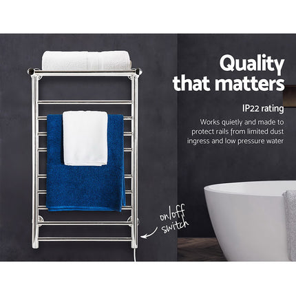Devanti Electric Heated Towel Rail Rack 14 Bars Wall Mounted Clothes Dry Warmer.