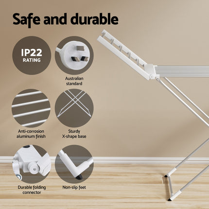 Devanti Foldable Electric Heated Towel Rail Rack with 24H Timer.