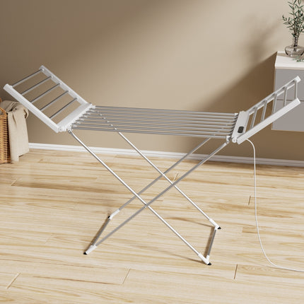 Devanti Foldable Electric Heated Towel Rail Rack with 24H Timer.