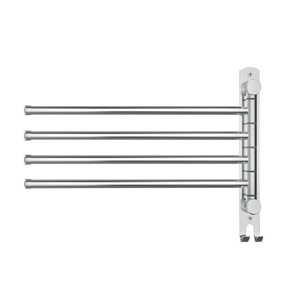 Towel Rail Rack Holder 4 Bars Wall Mounted Stainless Steel Swivel Hanging Hook.