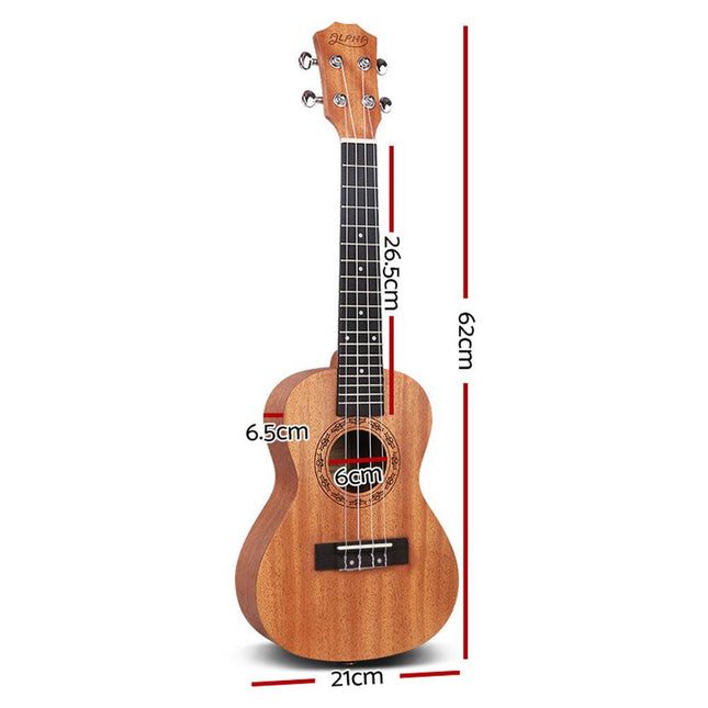 Alpha 23" Ukulele Natural Mahogany Concert Beginner Gift w/ Carry Bag.