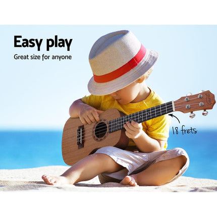 Alpha 23" Ukulele Natural Mahogany Concert Beginner Gift w/ Carry Bag.