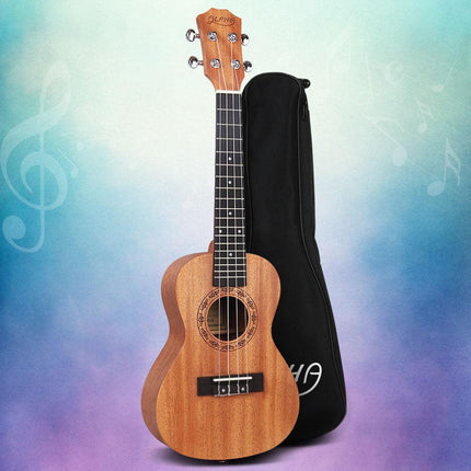 Alpha 23" Ukulele Natural Mahogany Concert Beginner Gift w/ Carry Bag.