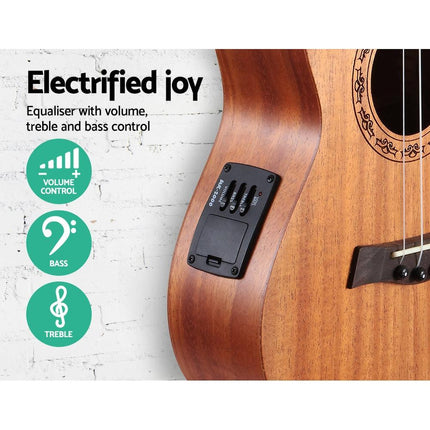 Alpha 26" Ukulele Equaliser Natural Mahogany Tenor Beginner Gift w/ Bag.
