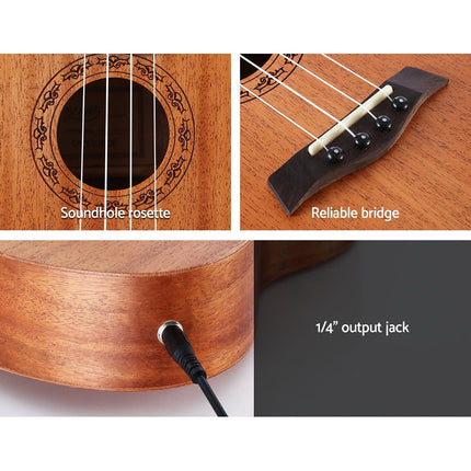 Alpha 26" Ukulele Equaliser Natural Mahogany Tenor Beginner Gift w/ Bag.