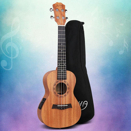 Alpha 26" Ukulele Equaliser Natural Mahogany Tenor Beginner Gift w/ Bag.