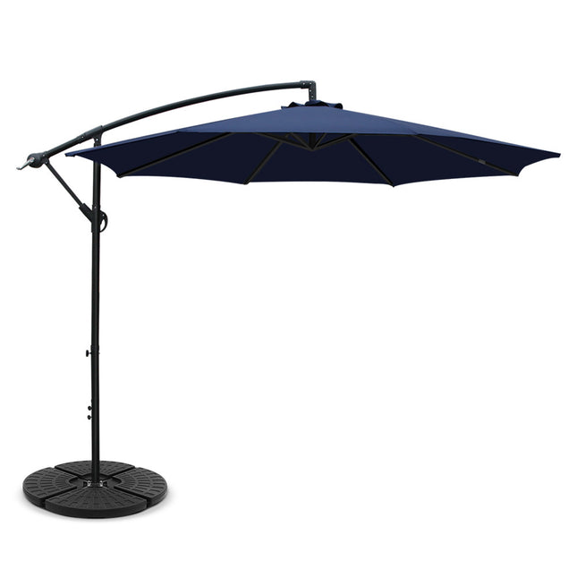 Instahut 3m Outdoor Umbrella w/Base Cantilever Beach Garden Patio Navy.