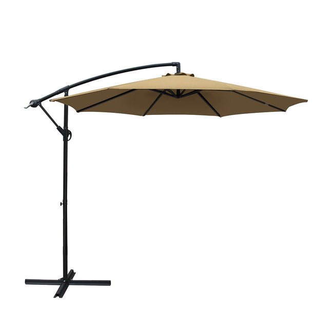 Instahut 3m Outdoor Umbrella Cantilever Beach Garden Patio Beige.