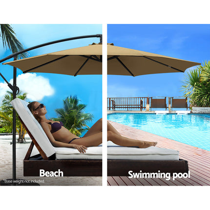 Instahut 3m Outdoor Umbrella Cantilever Beach Garden Patio Beige.
