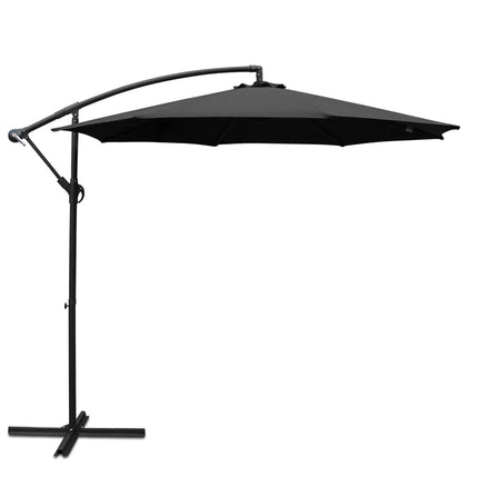 Instahut 3m Outdoor Umbrella Cantilever Beach Garden Patio Black.