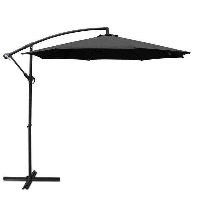 Instahut 3m Outdoor Umbrella Cantilever Beach Garden Patio Black.