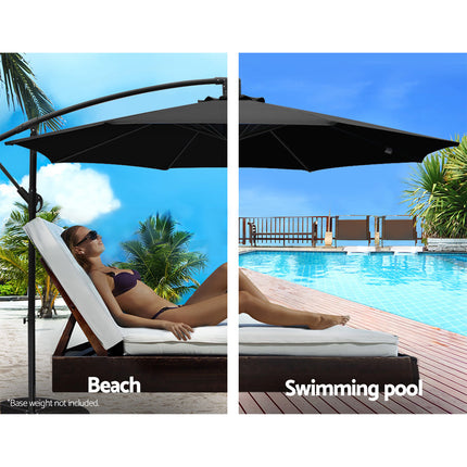 Instahut 3m Outdoor Umbrella Cantilever Beach Garden Patio Black.