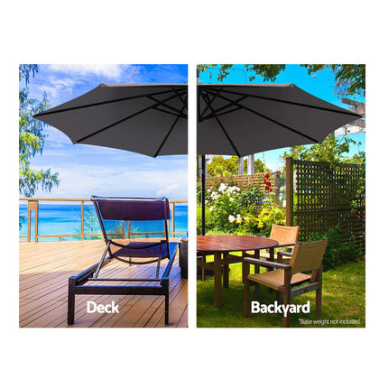 Instahut 3m Outdoor Umbrella Cantilever Beach Garden Patio Charcoal.