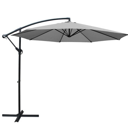 Instahut 3m Outdoor Umbrella Cantilever Beach Garden Patio Grey.