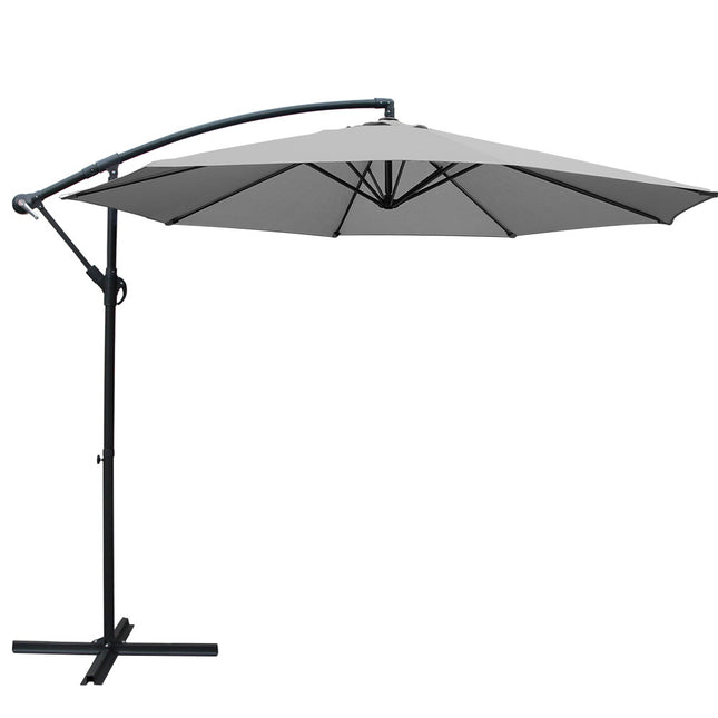 Instahut 3m Outdoor Umbrella Cantilever Beach Garden Patio Grey.