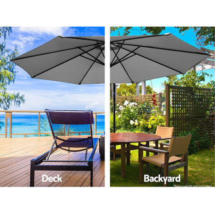 Instahut 3m Outdoor Umbrella Cantilever Beach Garden Patio Grey.