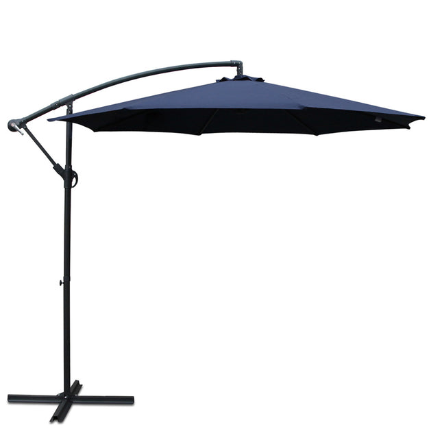 Instahut 3m Outdoor Umbrella Cantilever Beach Garden Patio Navy.