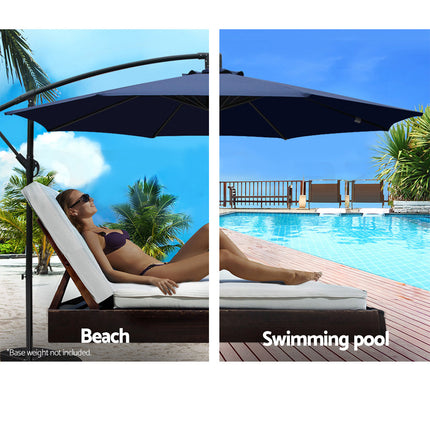 Instahut 3m Outdoor Umbrella Cantilever Beach Garden Patio Navy.