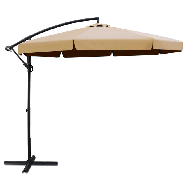 Instahut 3m Outdoor Umbrella Cantilever Garden Beach Patio Beige.
