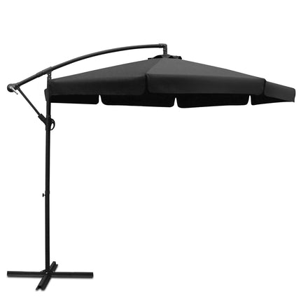 Instahut 3m Outdoor Umbrella Cantilever Garden Beach Patio Black.