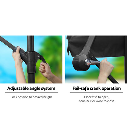 Instahut 3m Outdoor Umbrella Cantilever Garden Beach Patio Black.