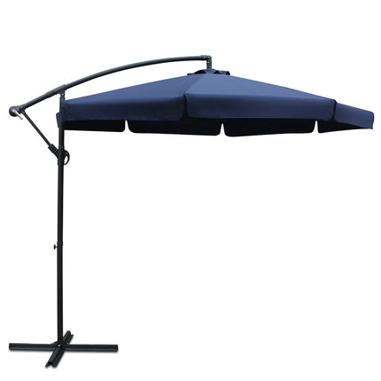 Instahut 3m Outdoor Umbrella Cantilever Garden Beach Patio Navy.