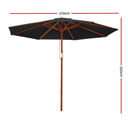 Instahut 3m Outdoor Umbrella Pole Umbrellas Beach Garden Sun Stand Patio Black.