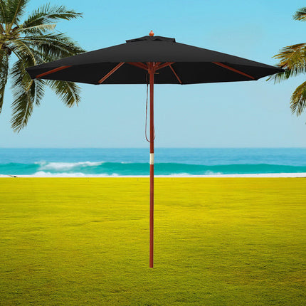 Instahut 3m Outdoor Umbrella Pole Umbrellas Beach Garden Sun Stand Patio Black.