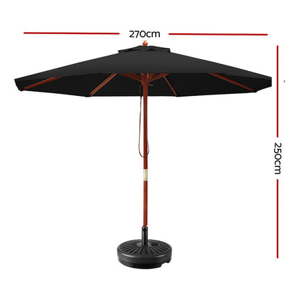 Instahut 3m Outdoor Umbrella w/Base Cantilever Garden Patio Beach Navy.