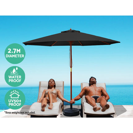 Instahut 3m Outdoor Umbrella w/Base Cantilever Garden Patio Beach Navy.
