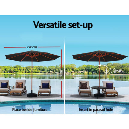 Instahut 3m Outdoor Umbrella w/Base Cantilever Garden Patio Beach Navy.