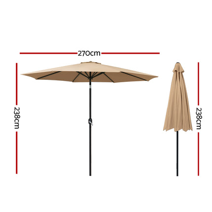 Instahut 2.7m Outdoor Umbrella Pole Stand Garden Sun Beige.