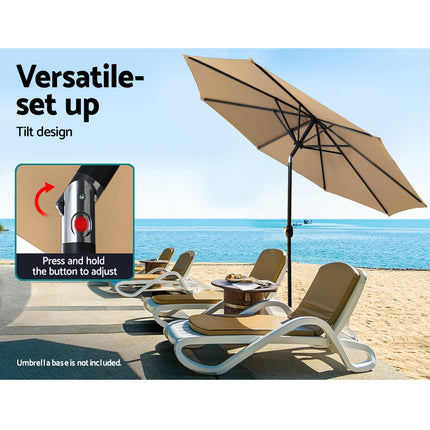 Instahut 2.7m Outdoor Umbrella Pole Stand Garden Sun Beige.