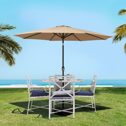 Instahut 2.7m Outdoor Umbrella Pole Stand Garden Sun Beige.
