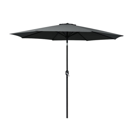 Instahut 2.7m Outdoor Umbrella w/Base Pole Stand Garden Beach Black.