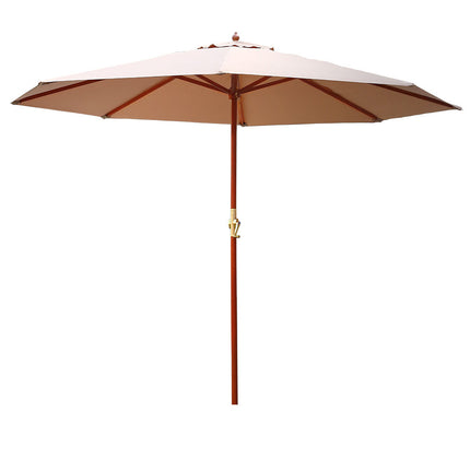 Instahut 3m Outdoor Umbrella Pole Umbrellas Beach Garden Sun Stand Patio Beige.